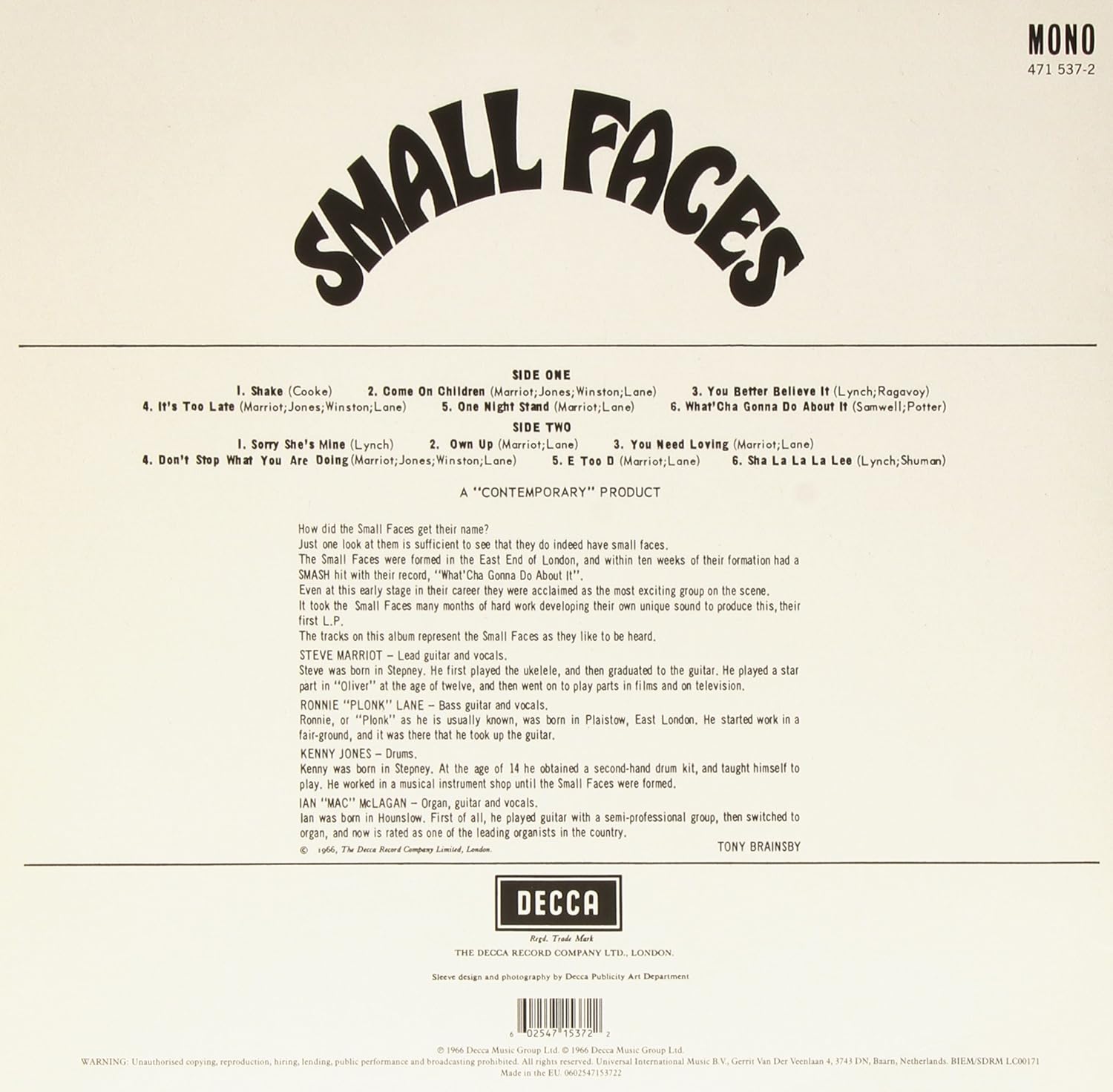 SMALL FACES - SMALL FACES...LP - Slika 2