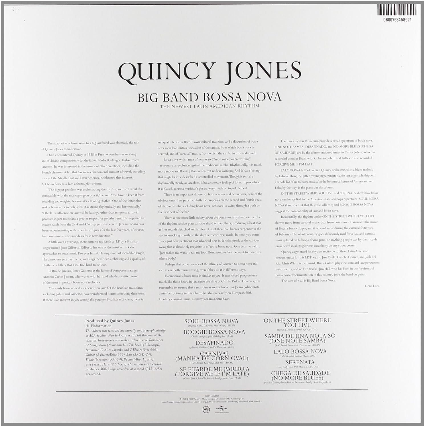 JONES QUINCY - BOSSA NOVA LP - Slika 2