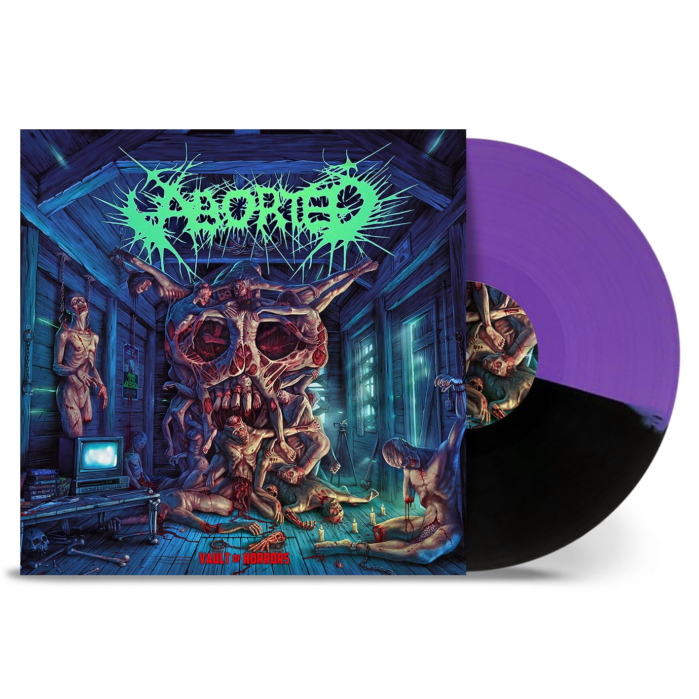 ABORTED - VALUT OF HORRORS purple black split vinyl LP
