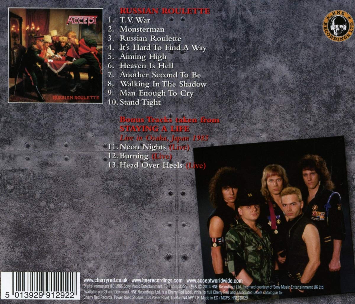 ACCEPT - RUSSIAN ROULETTE + bonus tracks CD - Slika 2