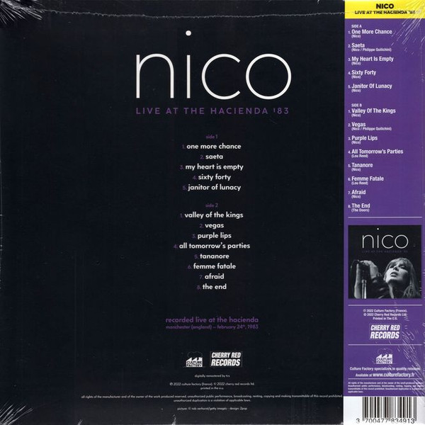 NICO - LIVE AT THE HACIENDA 82 RSD 2024 crystal clear purple vinyl LP - Slika 3