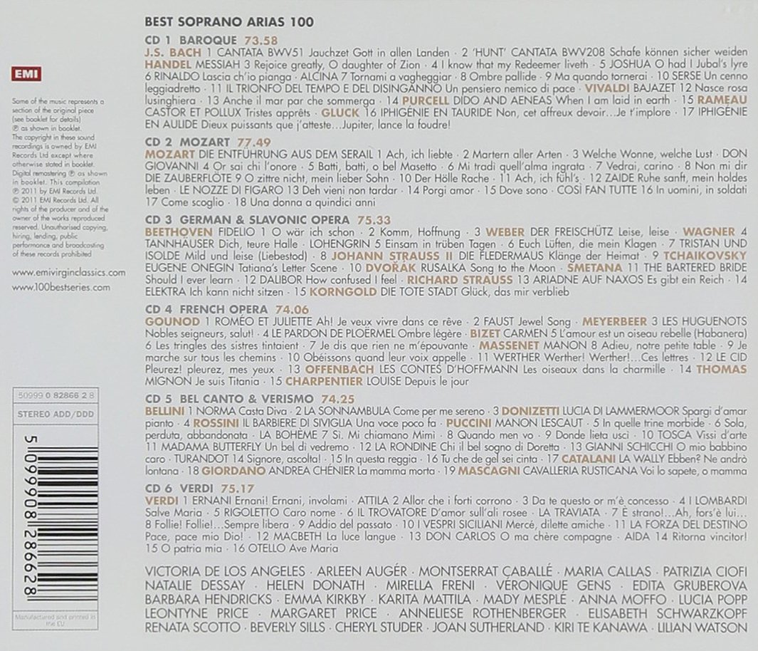 VARIOUS - 100 BEST SOPRANO ARIAS CD6 - Slika 2