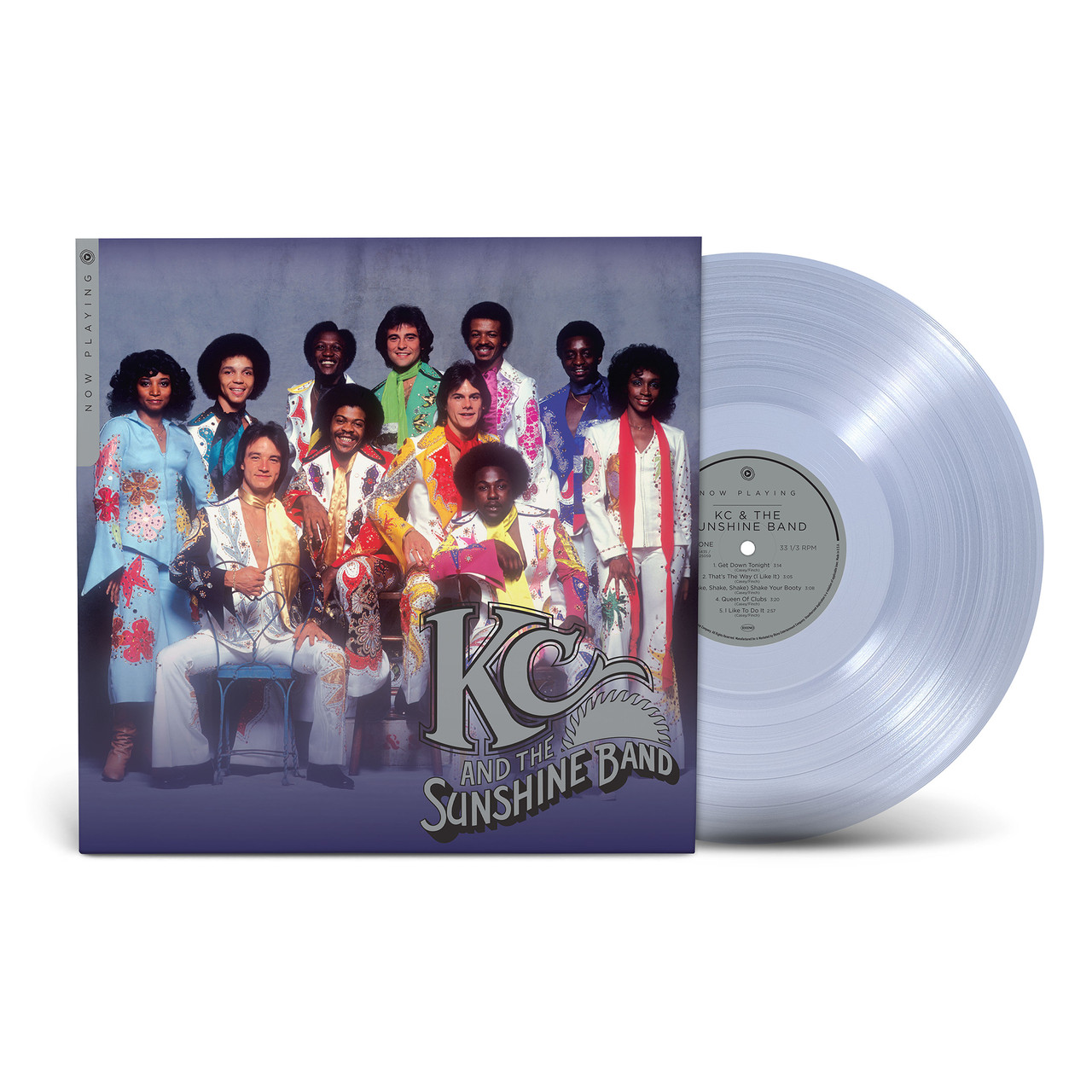 KC & THE SUNSHINE BAND - NOW PLAYING glitter ball clear vinyl LP