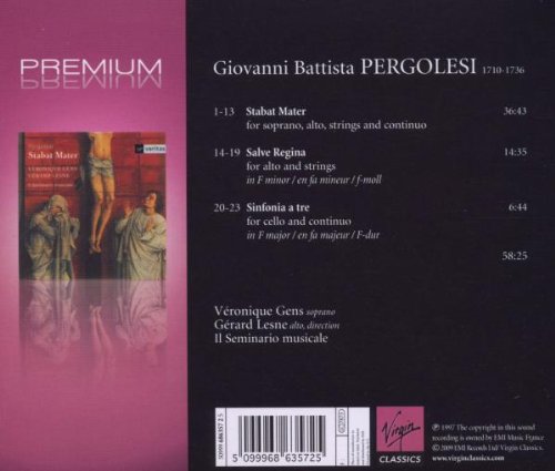 PERGOLESI/LESNE - STABAT MATER CD - Slika 2