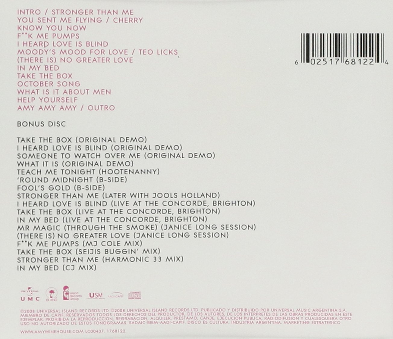 WINEHOUSE AMY - FRANK (deluxe edition) - Slika 2