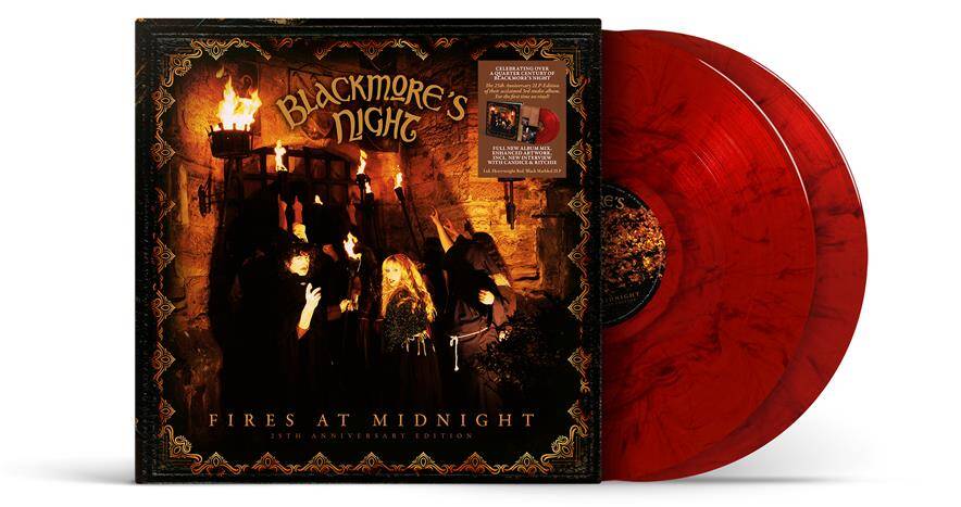 BLACKMORE'S NIGHT - FIRES AT MIDNIGHT 25th anniversary red/black marbled LP2
