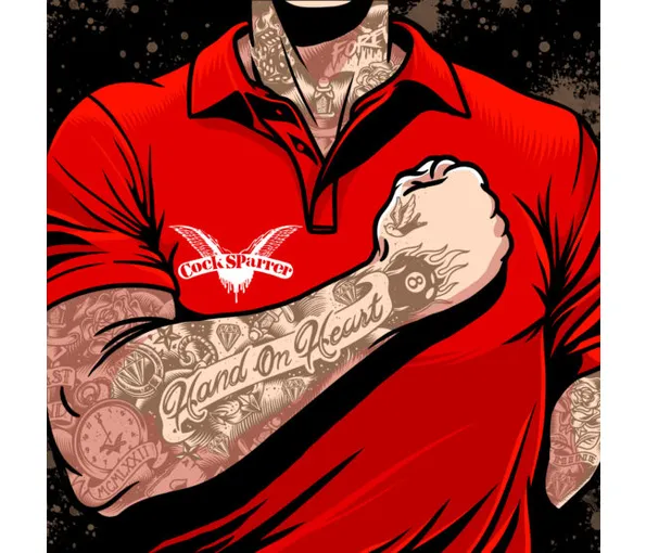 COCK SPARRER - HAND ON HEART ltd red/black splatter vinyl LP