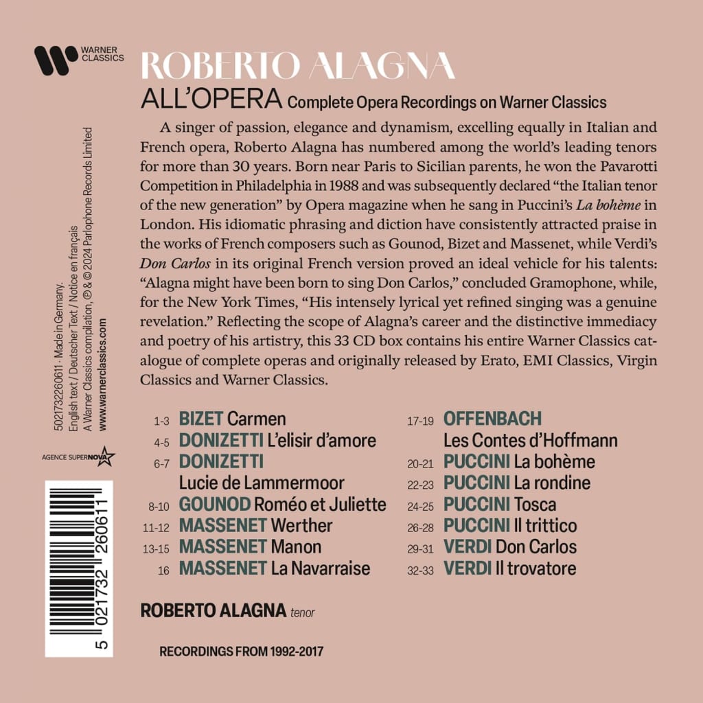 ALAGNA ROBERTO - ALL'OPERA: COMPLETE OPERA RECORDINGS ON WARNER CD33 - Slika 2