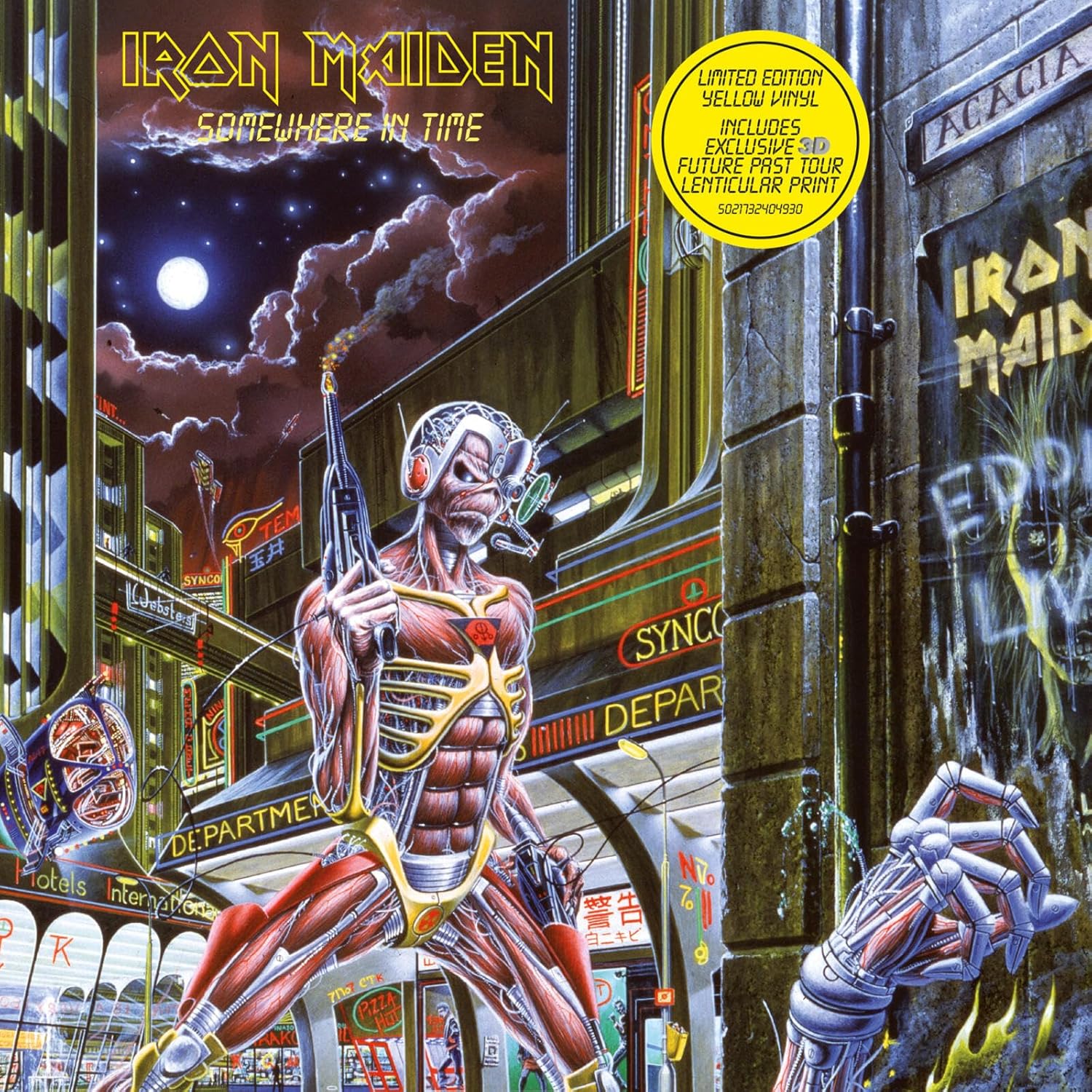 IRON MAIDEN - SOMEWHERE IN TIME LP ("LIMITED Yellow Vinyl and 3D Future Past Tour Print") - Slika 2