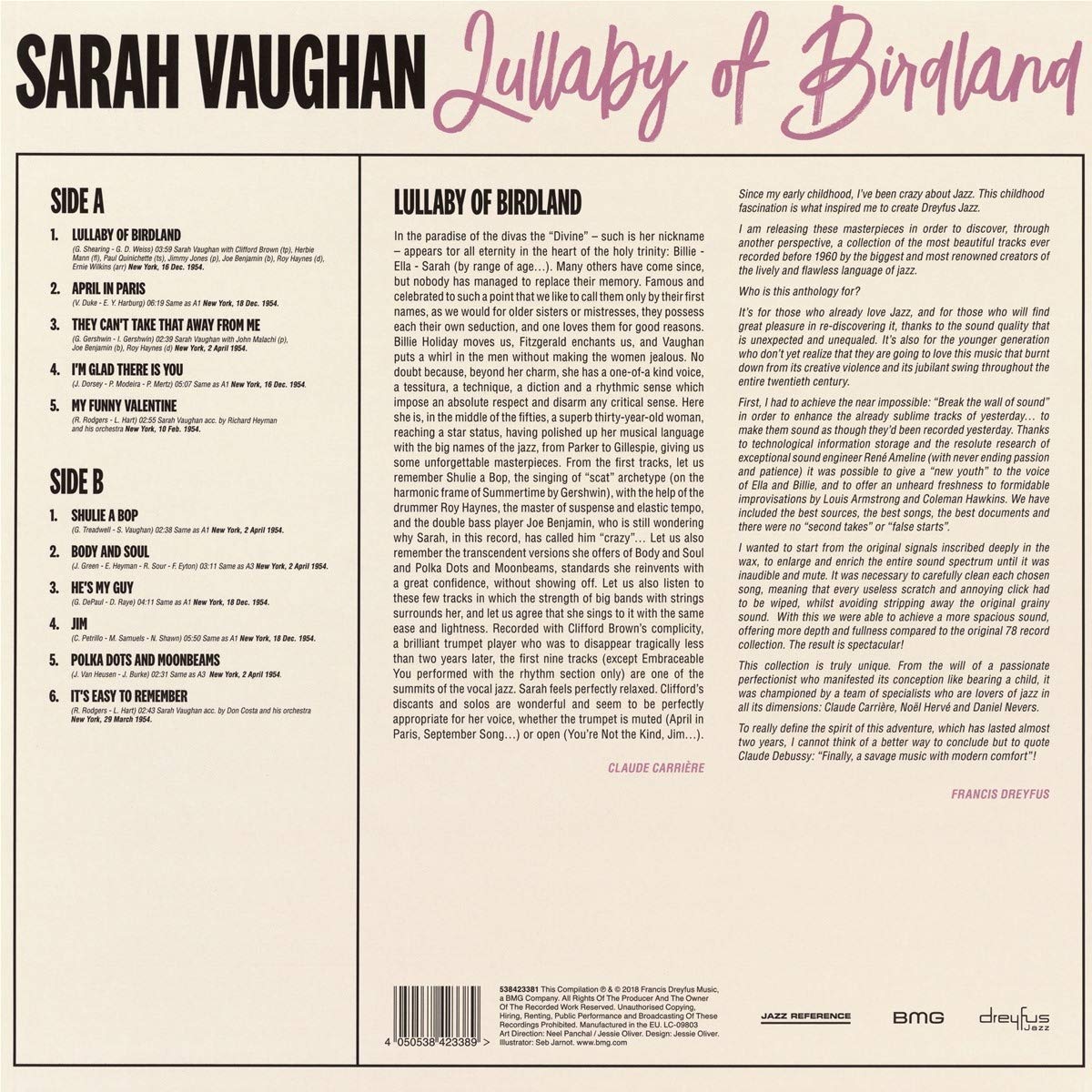 VAUGHAN SARAH - LULLABY of BIRDLAND LP - Slika 2