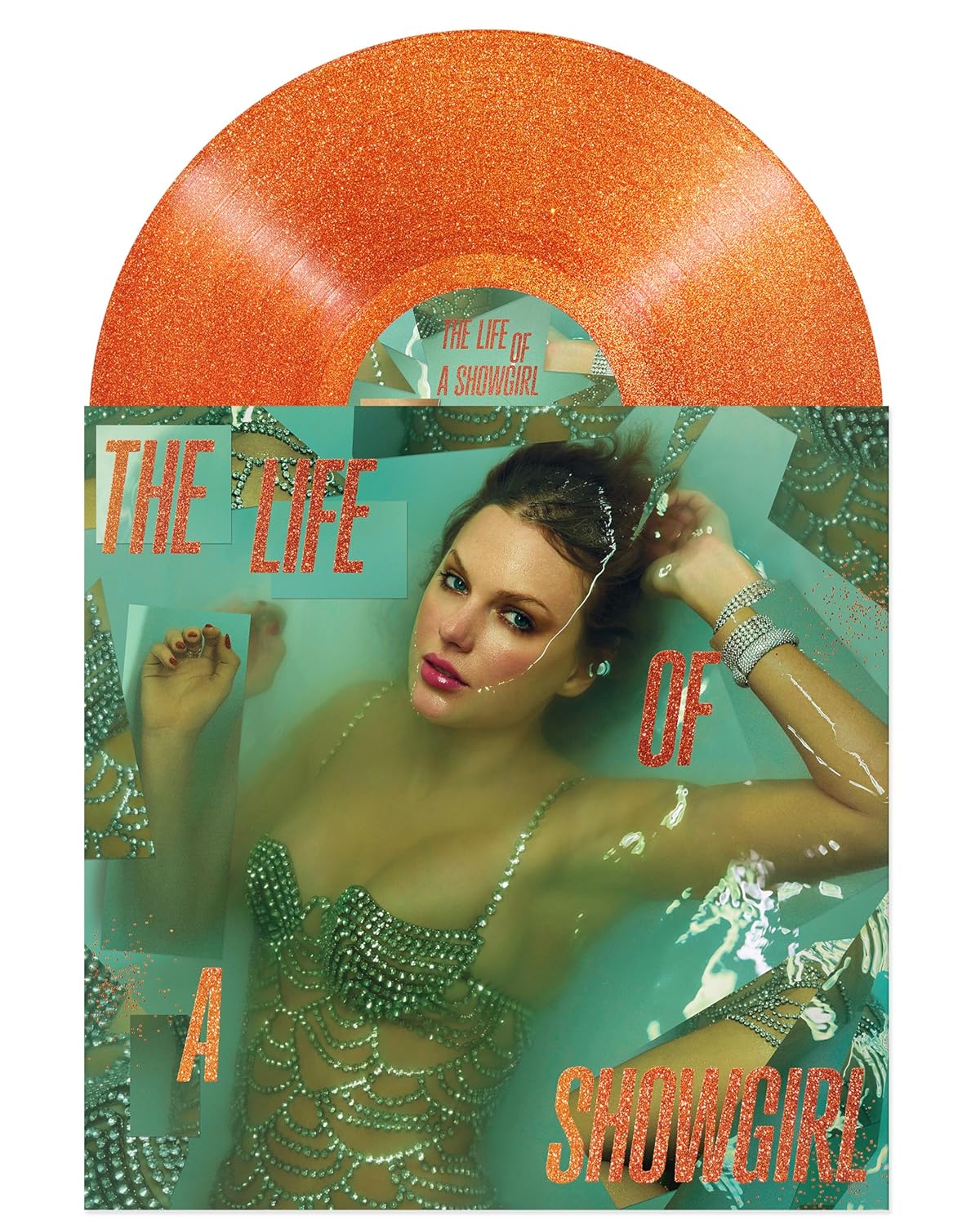 Taylor Swift - The Life of a Showgirl: Sweat and Vanilla Perfume Portofino Orange Glitter LP Colour vinyl
